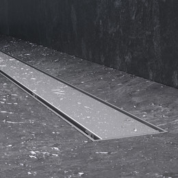 Душевой трап (лоток) 90 AM.PM PrimeFlow W02SC-U11-090-04SB комбинированный затвор со стальной матовой решеткой под плитку, Цвет производителя: хром, Размер трапа: 900 - фото 