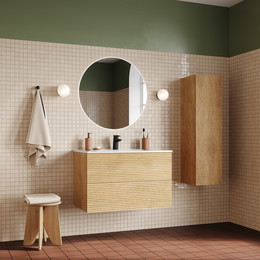 Тумба подвесная с раковиной Iddis Bild BIL80V0i95K 80 см, дуб светлый - фото 