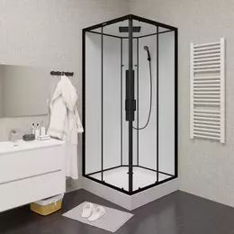 Душевая кабина Parly 90х90 см AMI Quadro, чёрный/прозрачное - фото 