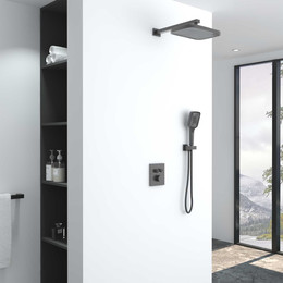 Душевая система для душа с термостатом Vincea VSFW-321MT1GM, вороненая сталь - фото 