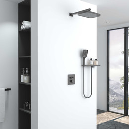 Душевая система для душа с термостатом Vincea VSFW-321MT1RGM, вороненая сталь - фото 