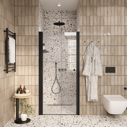 Душевая дверь Parly 80 см DE80B, чёрный/прозрачное - фото 