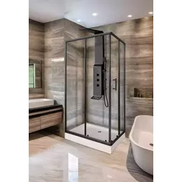 Душевое ограждение Parly 100х70 см QZ71B, чёрный/прозрачное - фото 