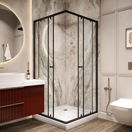 Душевое ограждение Parly 90х90 см ZEQ911B, чёрный/прозрачное - фото 