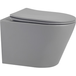 Унитаз подвесной безободковый Abber Bequem AC1102MG с крышкой микролифт, серый матовый, Цвет производителя: серый матовый - фото 