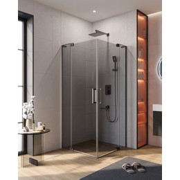 Душевое ограждение Cezares SLIDER-A-2-7080-GRIGIO-GM (70-80)x(70-80) см (стекло 8 мм) оружейная сталь/тонированное - фото 