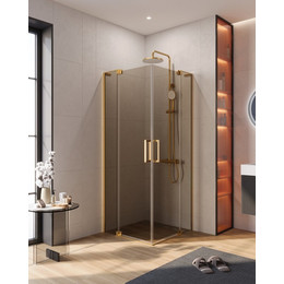 Душевое ограждение Cezares SLIDER-A-2-90/100-BR-BORO (90-100)x(90-100) см (стекло 8 мм) брашированное золото/тонированное - фото 