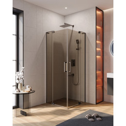 Душевое ограждение Cezares SLIDER-A-2-90/100-BR-GM (90-100)x(90-100) см (стекло 8 мм) оружейная сталь/тонированное - фото 