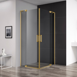 Душевое ограждение Cezares SLIDER-A-2-90/100-GRIGIO-BORO (90-100)x(90-100) см (стекло 8 мм) брашированное золото/тонированное - фото 