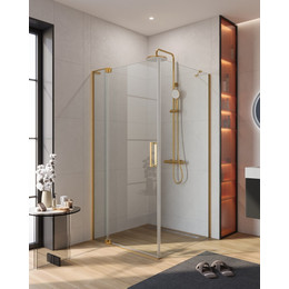 Душевое ограждение Cezares SLIDER-AH-1-100-90/100-C-BORO 90-100х100 см (стекло 8 мм), брашированное золото/прозрачное - фото 