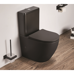 Унитаз-компакт CeramaLux Rimless 2166MB с крышкой микролифт, чёрный матовый, Цвет производителя: чёрный матовый - фото 