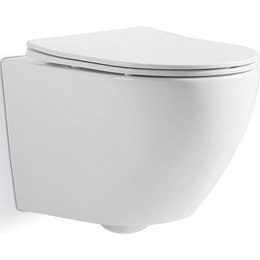 Унитаз подвесной CeramaLux Rimless 2197MW с крышкой микролифт, белый матовый - фото 