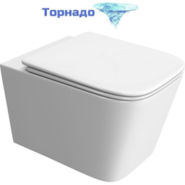 Унитаз подвесной безободковый BelBagno Due-Tor BB5171CH-TOR/SC (Система смыва торнадо) с крышкой микролифт - фото 