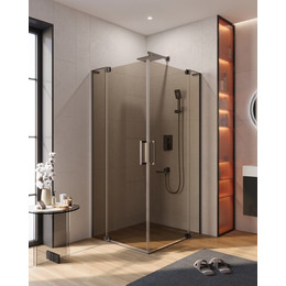 Душевое ограждение Cezares SLIDER-AH-2-70/80-80/90-BR-GM (70-80)x(80-90) см (стекло 8 мм) оружейная сталь/тонированное - фото 