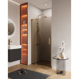 Душевая дверь Cezares SLIDER-B-1-100/110-BR-BORO 100/110 см (стекло 8 мм) брашированное золото/тонированное - фото 