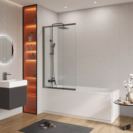 Шторка для ванны Cezares Slider VF-11 90 см, оружейная сталь/прозрачное - фото 