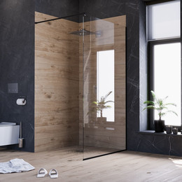 Душевая перегородка Mirsant Walk in 110 см с аксессуарами (стекло 8 мм) чёрный/прозрачное - фото 