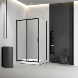 Душевое ограждение Veconi Rovigo 135x80 см RV046B-12580-01-C5, чёрный матовый/прозрачное - фото 