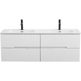 Тумба подвесная с раковиной Cezares DUET-N-1400-4C-SO-2-BL 140 см (раковина CZR-8095-140-2) bianco lucido - фото 