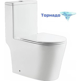 Унитаз-моноблок безободковый Mirsant ARK с крышкой Soft-close (система смыва торнадо) - фото 