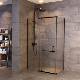 Душевое ограждение Mirsant Arena Square Black 120х90 см (стекло 8 мм), чёрный матовый/прозрачное - фото 