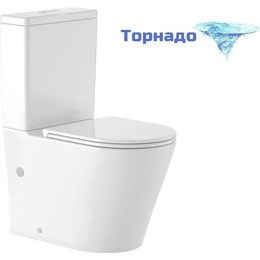 Унитаз-компакт безободковый Mirsant TORR TURBO с крышкой Soft-close (система смыва торнадо), Цвет производителя: белый - фото 