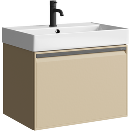 Тумба подвесная с раковиной Aqwella Pure 65 см PUR0165KS, капучино светллый, Цвет фасада: бежевый - фото 