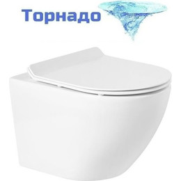 Унитаз подвесной безободковый BelBagno Sfera-Tor BB046CH-TOR/SC (система смыва торнадо) с крышкой микролифт - фото 