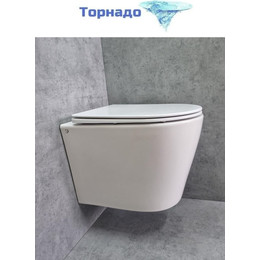 Унитаз подвесной CeramaLux Rimless TR5178 с крышкой микролифт (Система смыва торнадо), Цвет производителя: белый - фото 