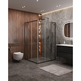 Душевое ограждение Cezares 120x110 см MOLVENO-AH-22-120/110-C-GM-IV, оружейная сталь/прозрачное - фото 