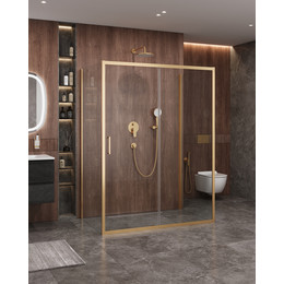 Душевое ограждение Cezares 160x90 см MOLVENO-AH-12-160/90-C-BORO-IV, брашированное золото/прозрачное - фото 