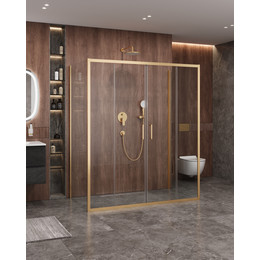 Душевое ограждение Cezares 170x90 см MOLVENO-AH-2/2-170/90-C-BORO-IV, брашированное золото/прозрачное - фото 