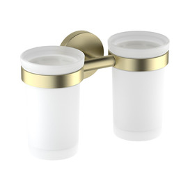 Стакан двойной для зубных щеток Aquatek Европа AQ4117BG, цвет золото шлифованное - фото 