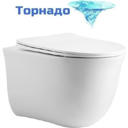 Унитаз подвесной безободковый Aquatek Классик AQ1112T-00 с крышкой микролифт (система смыва Торнадо) - фото 