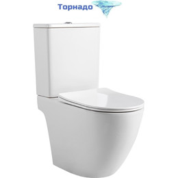 Унитаз-компакт безободковый Aquatek Европа AQ2903T-00 с тонкой крышкой микролифт (система смыва Торнадо) - фото 