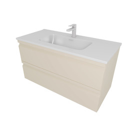 Тумба подвесная с раковиной-столешницей Aquatek 100 см AQ77100-LC, капучино светлый - фото 