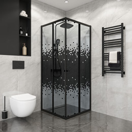 Душевое ограждение Niagara Eco 80x80 см NG-1008-14QBLACK, чёрный матовый/мозаика - фото 