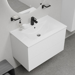 Тумба подвесная с раковиной Iddis Bild 80 см BIL80W0i95K, белый - фото 