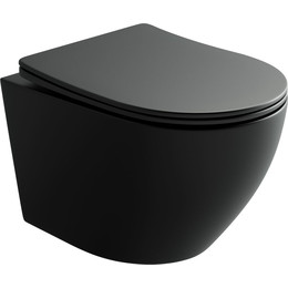 Унитаз подвесной безободковый Ceramicanova Uno Rimless CN11001MB с крышкой микролифт, чёрный матовый, Цвет производителя: чёрный матовый - фото 