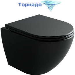 Унитаз подвесной безободковый Ceramicanova Metropol CN4002TMB (система смыва Торнадо) с крышкой микролифт, чёрный матовый - фото 