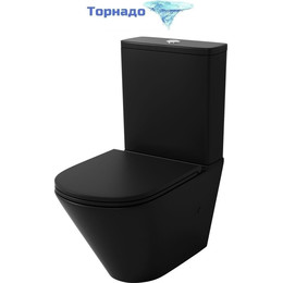 Унитаз-компакт безободковый Grossman GR-4450BMSQ с крышкой микролифт, чёрный матовый (Система смыва торнадо), Цвет производителя: чёрный матовый - фото 