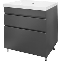 Тумба напольная с раковиной AN Эстелла 80 см, графит - фото 