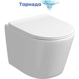 Унитаз подвесной безободковый Grossman GR-4477SQ с крышкой микролифт (Система смыва торнадо) - фото 