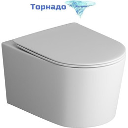 Унитаз подвесной безободковый Grossman GR-4499MSQ с крышкой микролифт, белый матовый (Система смыва торнадо), Цвет производителя: белый матовый - фото 