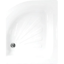 Поддон стальной Loranto, полукруглый 90х90х15 толщина стали 0,9 мм, отверстие для слива 5 см, белый (LG900C) - фото 