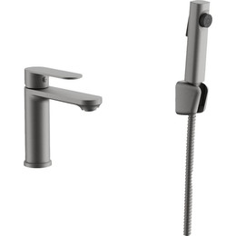 Смеситель для раковины с лейкой для биде Belz B12713-3, оружейная сталь - фото 