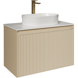 Тумба подвесная со столешницей Grossman Кристалл 80 см 108044, бежевый матовый - фото 