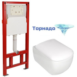 Инсталляция с подвесным безободковым унитазом AN Solana сиденье микролифт, крепление (система смыва Торнадо) - фото 