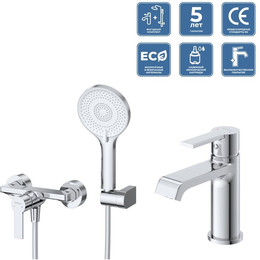 Набор смесителей BelBagno: Смеситель для душа AURORA-ESDM-CRM + смеситель для раковины AURORA-LVM-CRM-W0 (Новинка 2025) - фото 