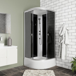 Душевая кабина Niagara Eco 90x90см NG-3504-14BLACK со средний поддоном 26см, стекло мозаика, профиль матовый хром (безсиликоновая сборка) - фото 